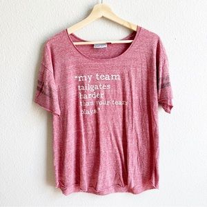 Livy Lu Tailgate Football Red Short Sleeve Tshirt Made In USA Womens Size Medium